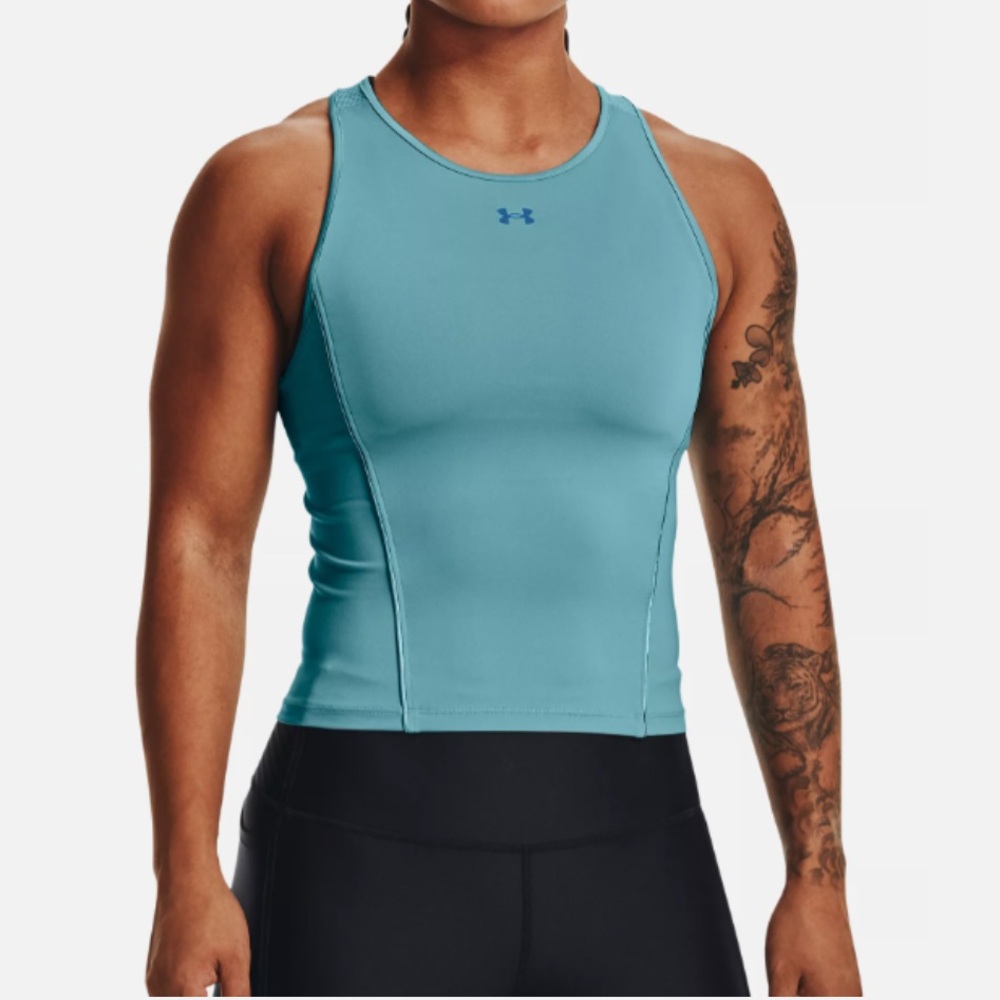 Under Armour Fitted Blue Moisture Wicking Racerback Tank Top | Size Medium